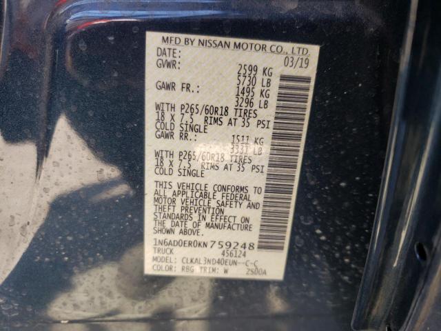 1N6AD0ER0KN759248 Nissan FRONTIER S