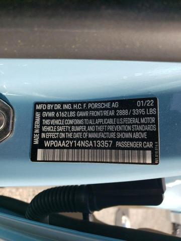 2022 PORSCHE TAYCAN WP0AA2Y14NSA13357