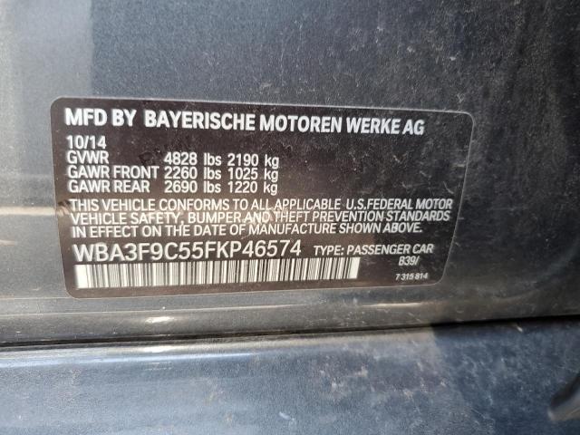 2015 BMW Activehybrid 3 VIN: WBA3F9C55FKP46574 Lot: 65144813