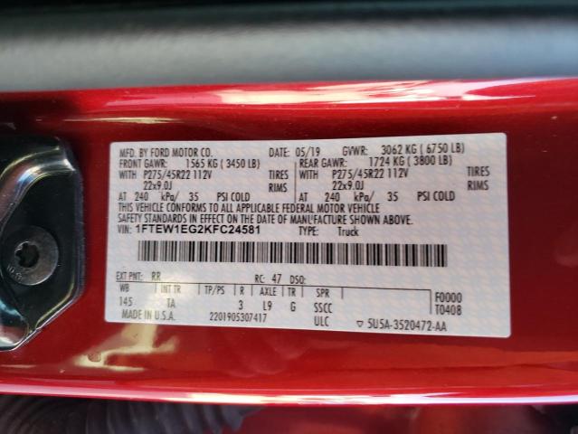 1FTEW1EG2KFC24581 Ford F150 Supercrew