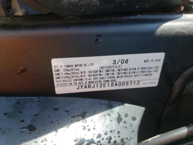 2006 YAMAHA YZFR6 L JYARJ12E16A005712