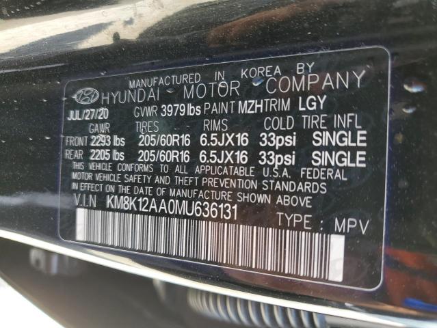 2021 Hyundai Kona Se VIN: KM8K12AA0MU636131 Lot: 66435363