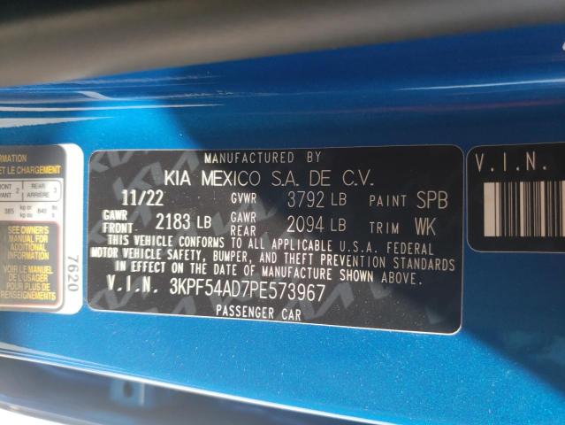 3KPF54AD7PE573967 KIA Forte Gt Line