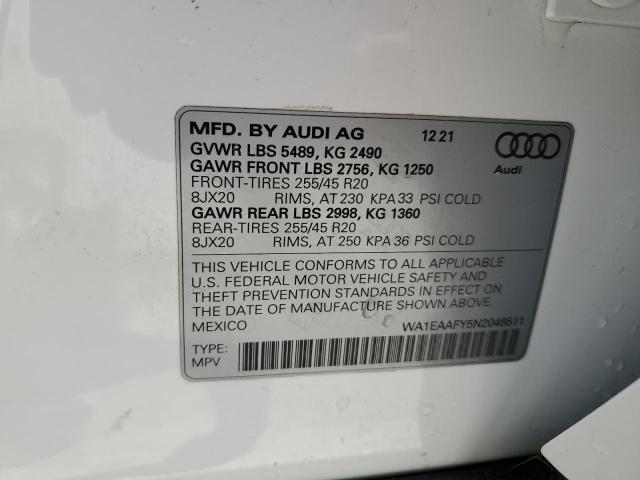 2022 AUDI Q5 WA1EAAFY5N2048511