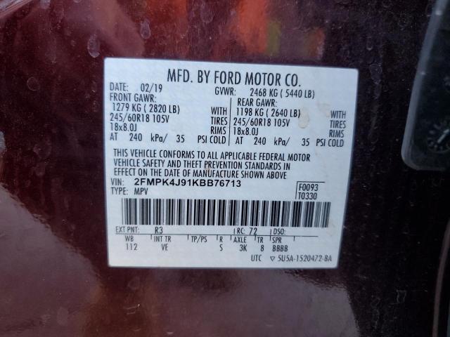 2FMPK4J91KBB76713 Ford EDGE SEL