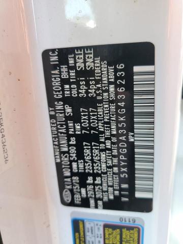 5XYPGDA35KG436236 KIA SORENTO L