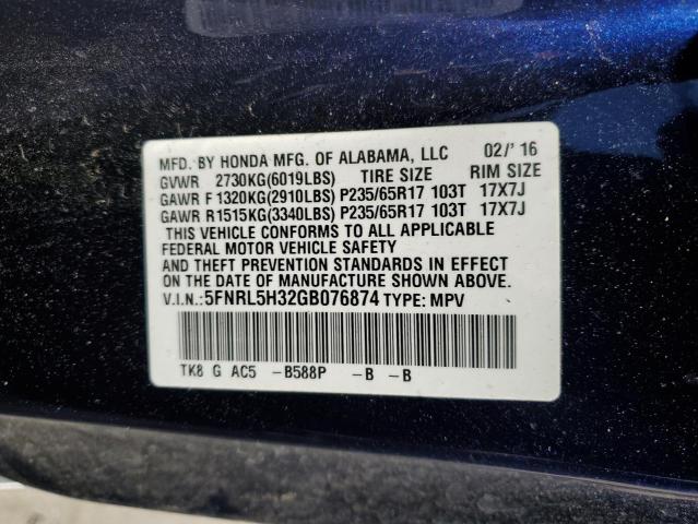 5FNRL5H32GB076874 2016 HONDA ODYSSEY, photo no. 13