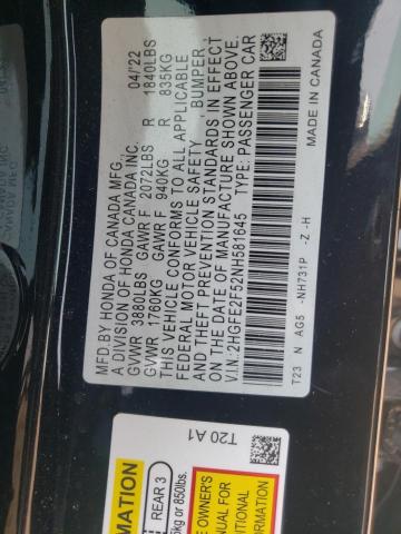2HGFE2F52NH581645 Honda Civic Sport