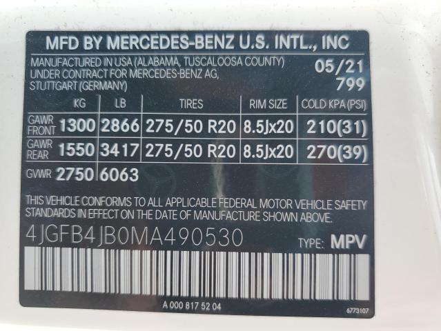 4JGFB4JB0MA490530 2021 MERCEDES-BENZ GLE-CLASS, photo no. 14