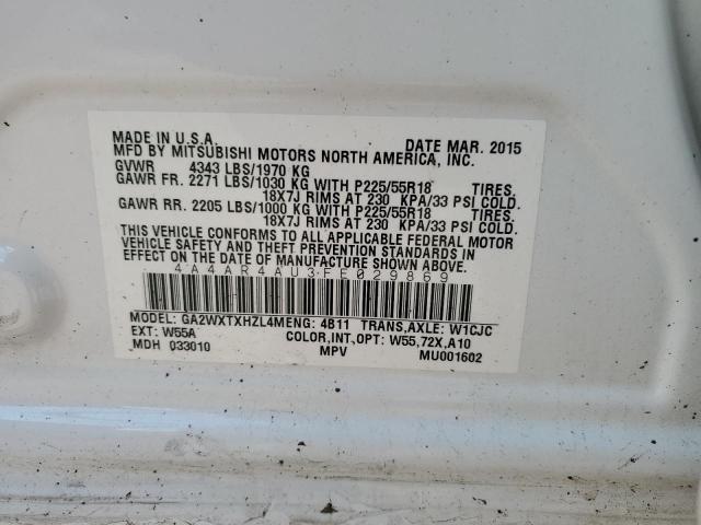 4A4AR4AU3FE029869 Mitsubishi Outlander Sport Se