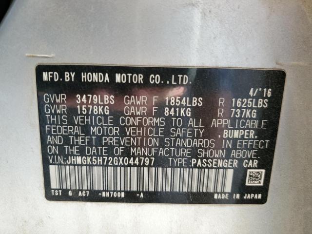 JHMGK5H72GX044797 | 2016 HONDA FIT