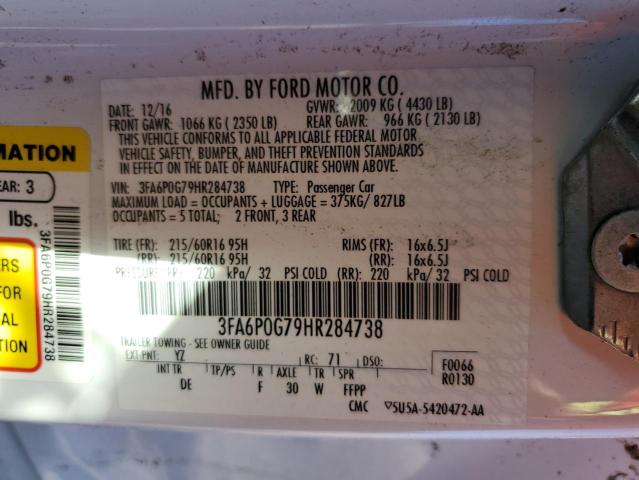 3FA6P0G79HR284738 Ford FUSION S