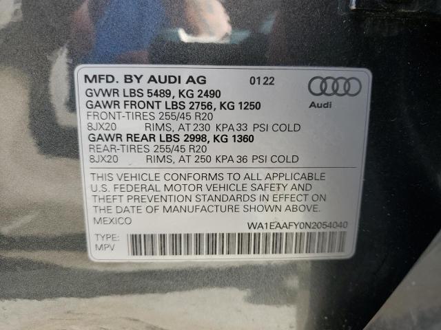 WA1EAAFY0N2054040 Audi Q5 PREMIUM 10