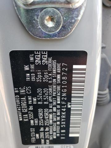 5XYRK4LF2NG108727 KIA SORENTO SX