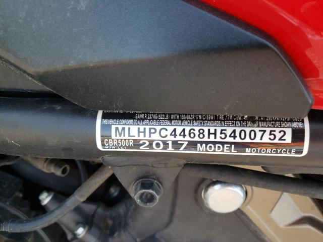 2017 HONDA CBR500 R MLHPC4468H5400752