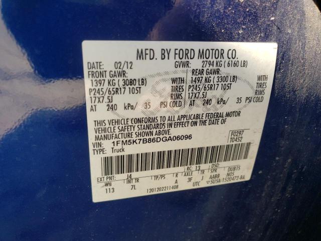 2013 Ford Explorer VIN: 1FM5K7B86DGA06096 Lot: 48991144