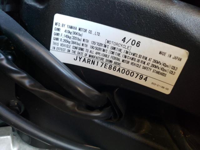 2006 YAMAHA FZ1 S JYARN17E86A000794
