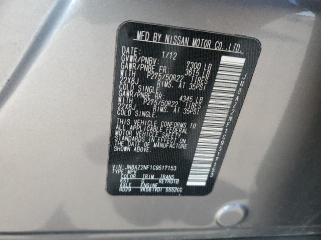 2012 Infiniti Qx56 VIN: JN8AZ2NF1C9517153 Lot: 65920863
