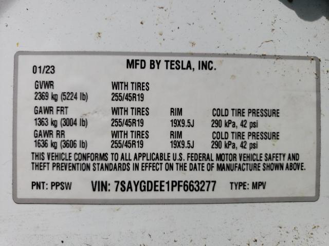 7SAYGDEE1PF663277 Tesla Model Y  12