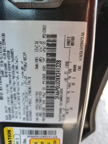 3FA6P0LU2KR241328 2019 FORD FUSION, photo no. 12