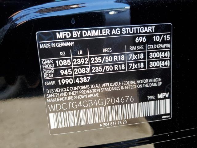 WDCTG4GB4GJ204676 Mercedes-Benz Gla 250 4matic