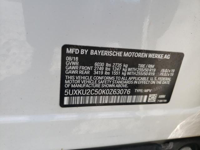 VIN 5UXKU2C50K0Z63076 2019 BMW X6, Xdrive35I no.12