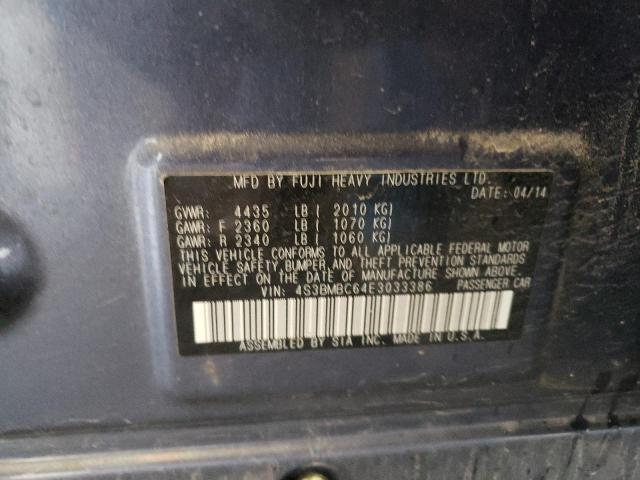 4S3BMBC64E3033386 Auction: COPART Lot: 62381103 Location: NH - CANDIA 4S3BMBC64E3033386 SUBARU LEGACY 2014 BLUE Photo 13