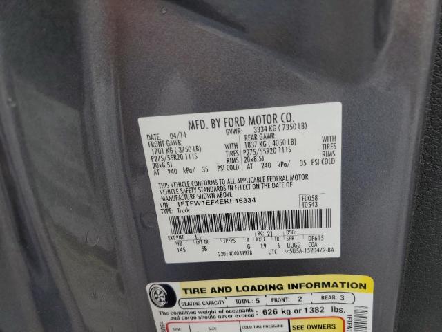 1FTFW1EF4EKE16334 Ford F150 Supercrew