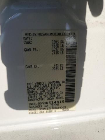 1N4BL4EV7MN314819 Nissan Altima SL 13