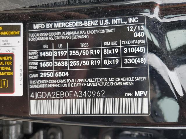 VIN 4JGDA2EB0EA340962 2014 Mercedes-Benz ML-Class, ... no.13