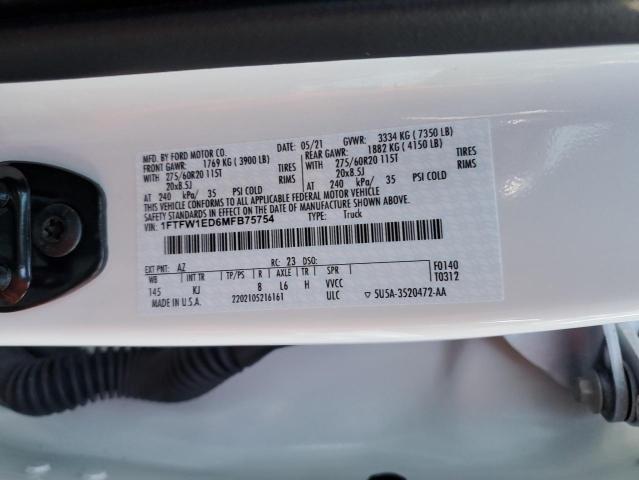 1FTFW1ED6MFB75754 Ford F150 Supercrew