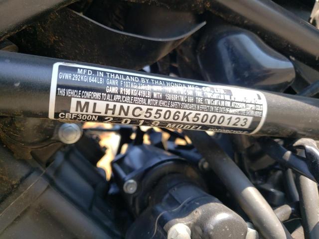 2019 HONDA CBF300 N - MLHNC5506K5000123