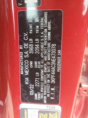 3KPF44AC3NE473078 KIA FORTE GT