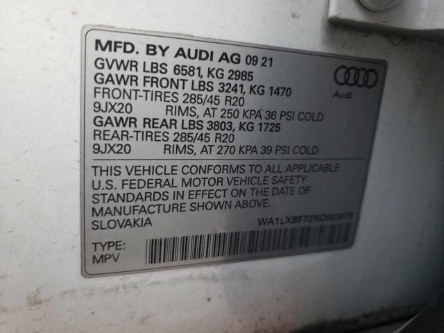 VIN WA1LXBF72ND003078 2022 Audi Q7, Premium Plus no.13