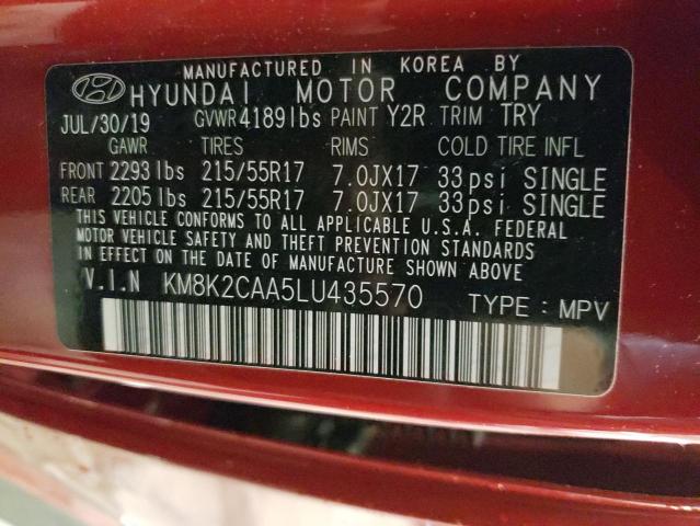 VIN KM8K2CAA5LU435570 Hyundai Kona SEL 2020 10
