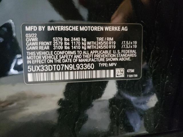 2022 BMW X4 XDRIVE3 - 5UX33DT07N9L93360