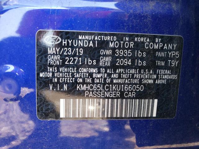 2019 HYUNDAI IONIQ BLUE - KMHC65LC1KU166050