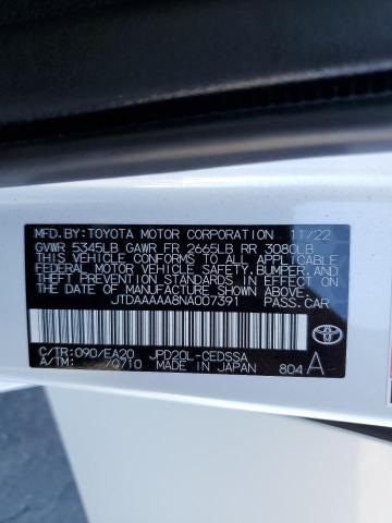 2022 TOYOTA MIRAI LE JTDAAAAA8NA007391