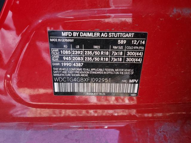 WDCTG4GBXFJ092951 Mercedes-Benz Gla 250 4matic