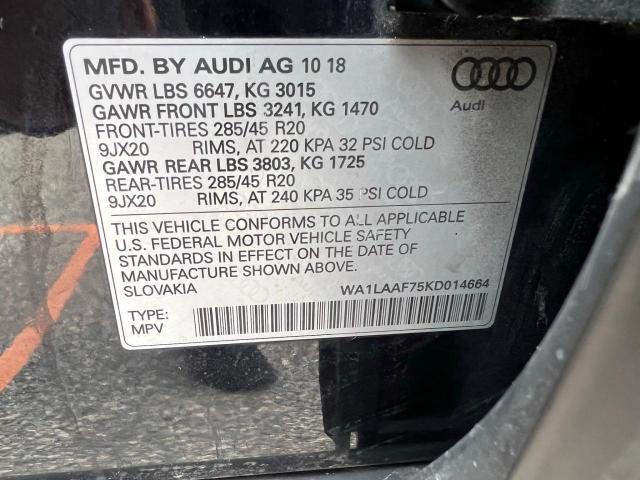 VIN WA1LAAF75KD014664 2019 Audi Q7, Premium Plus no.10