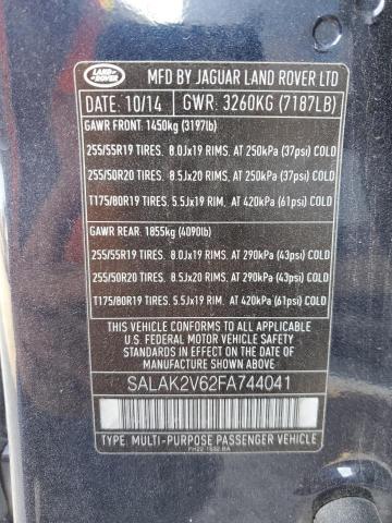 SALAK2V62FA744041 Land Rover Lr4 Hse Luxury