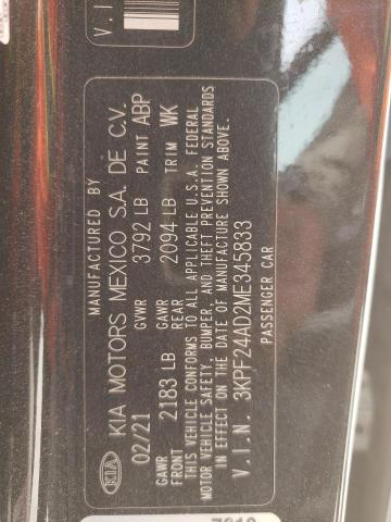 3KPF24AD2ME345833 KIA FORTE FE