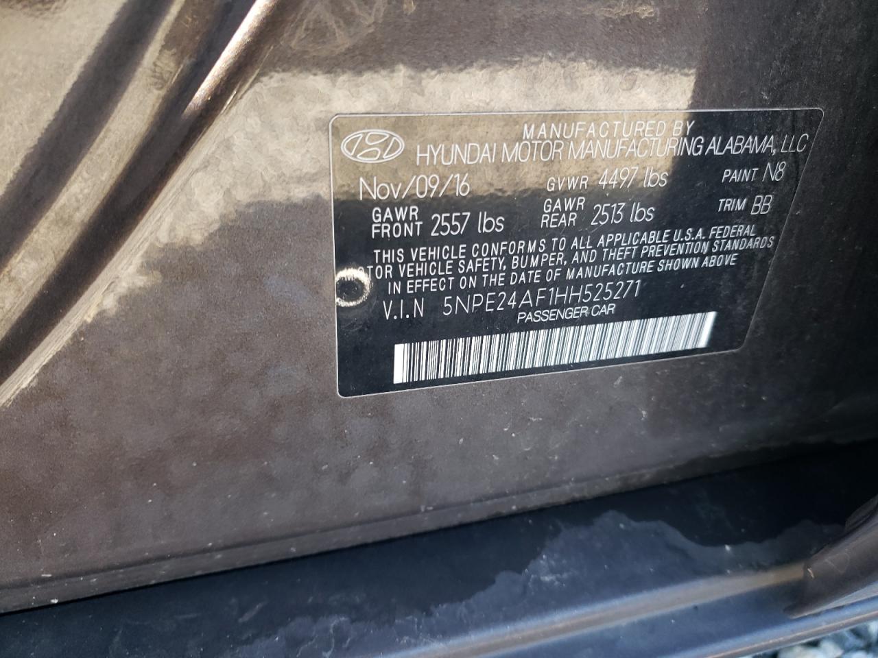 5NPE24AF1HH525271 2017 Hyundai Sonata Se