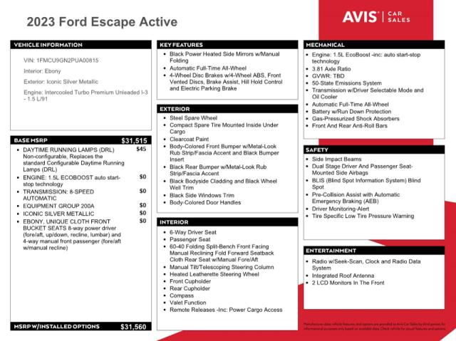 1FMCU9GN2PUA00815 Ford Escape Active