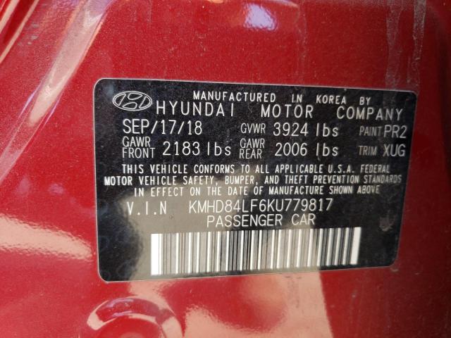 KMHD84LF6KU779817 Hyundai ELANTRA SEL