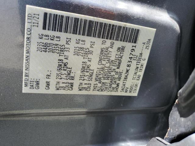 5N1AT3BA2MC834791 Nissan ROGUE SV
