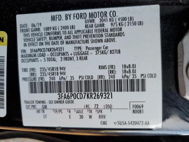 3FA6P0CD7KR269321 Ford FUSION SEL