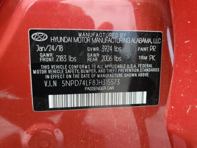 5NPD74LF8JH315573 | 2018 HYUNDAI ELANTRA SE