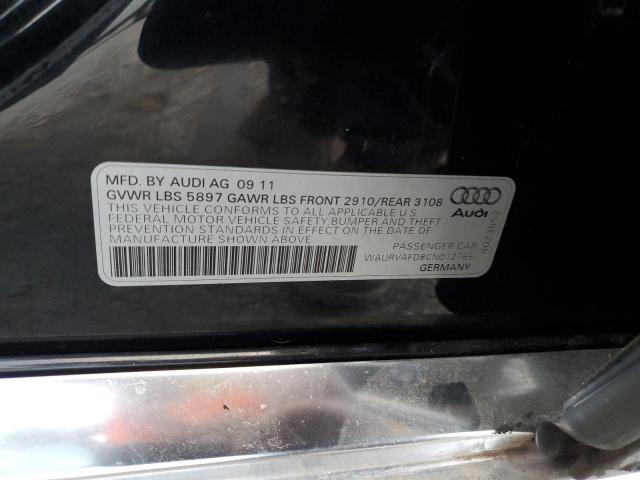 WAURVAFD8CN012765 Auction: COPART Lot: 64156053 Location: NV - LAS VEGAS WEST WAURVAFD8CN012765 AUDI A8 2012 BLACK Photo 12