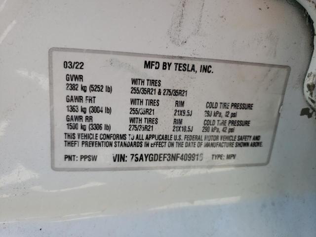 7SAYGDEF3NF409916 Tesla Model Y
